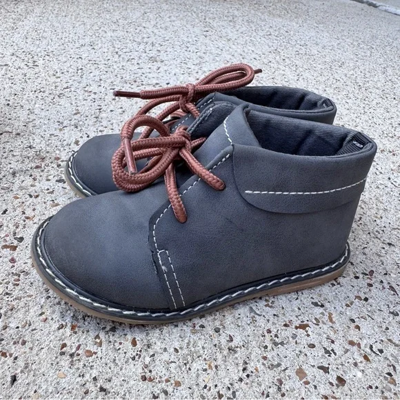 Gray Kids Shoes with Brown Laces- Boutique - Picture 2 of 4